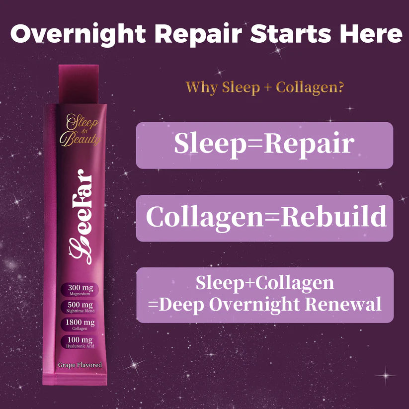 LeeFar Sleep & Beauty Collagen Jelly – 1800mg Bio-Peptides + Nighttime Blend – 15 Stick Packs